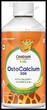 Centrum Kids Ostocalcium 300 With Calcium + Vitamin D & B12 Banana Flavour 200ml