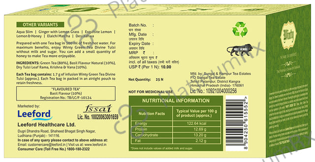 Leeford Divine Tulsi Green Tea Bag (1.7gm Each)