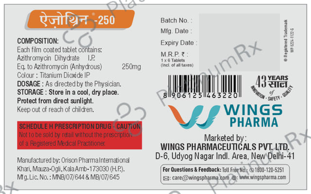 Aizothrin 250mg Tablet 6s