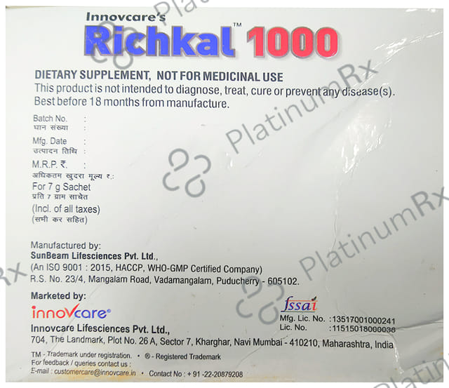 Richkal 1000 Sugar Free Granules Strawberry