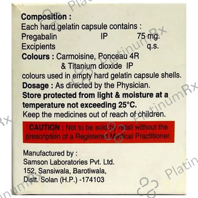 Prebagal 75mg Capsule 10s