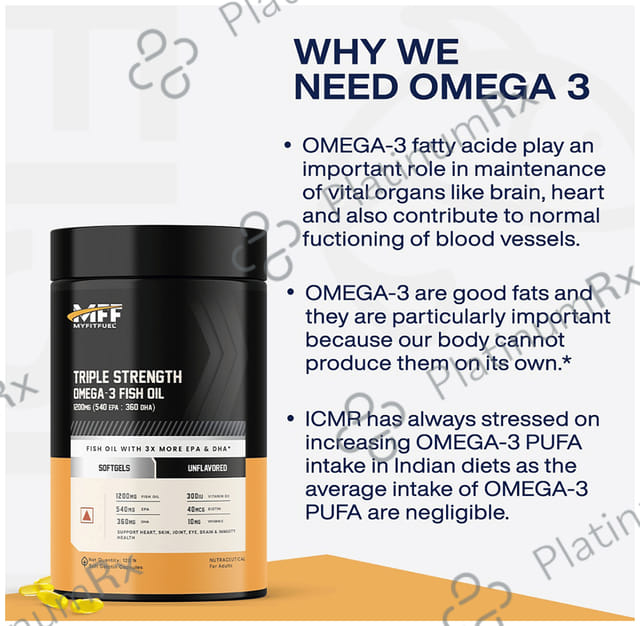 MyFitFuel Triple Strength Omega 3 Fish Oil 1200mg Soft Gelatin Capsule 60 capsules