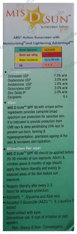Mis D Sun Sunscreen SPF 50 PA+++ Lotion 50ml