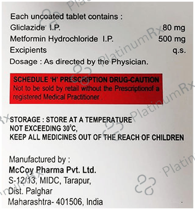 Mclazide Plus M 80/500mg Tablet 15s