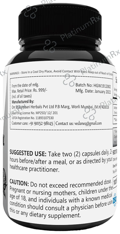 Vedaneq Activated Coconut Charcoal 500mg Tablet