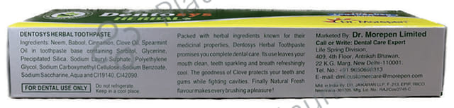 Dr. Morepen Dentosys Herbal Toothpaste with Toothbrush Free