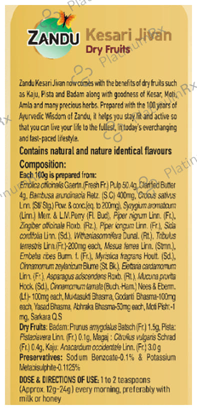 Zandu Kesari Jivan for Strength & Stamina - Dry Fruits 450 gm