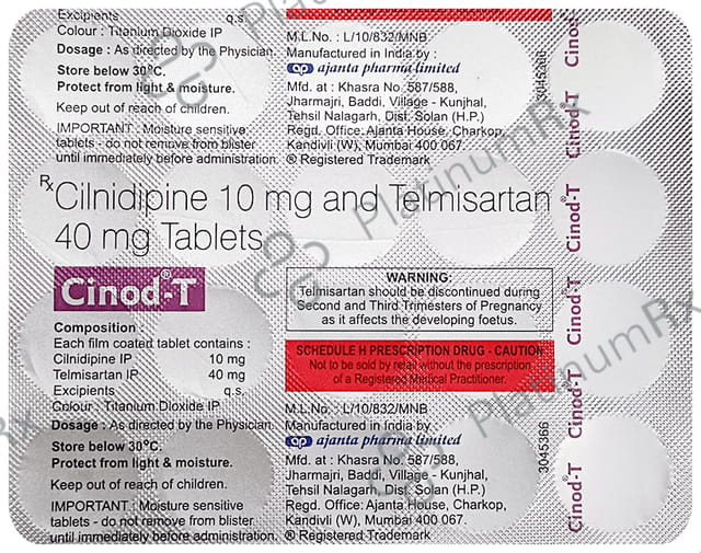 Cinod T 10/40mg Tablet 20s