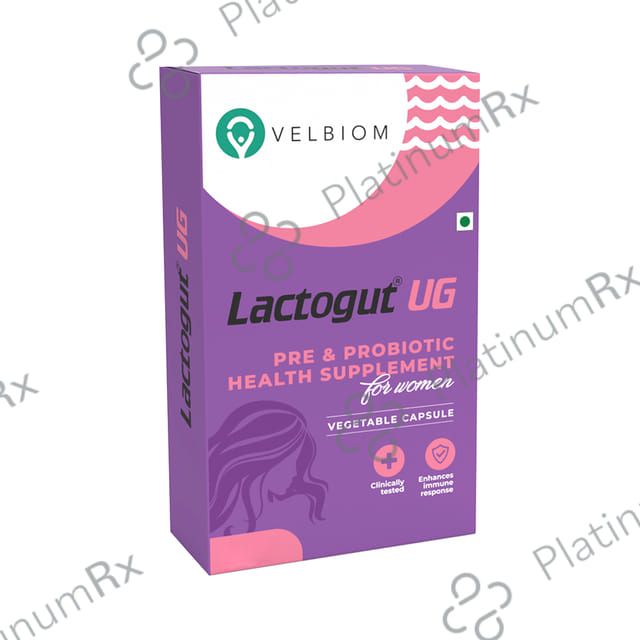 Velbiom Lactogut UG Pre & Probiotic Health Supplement Vegetable Capsule for Women