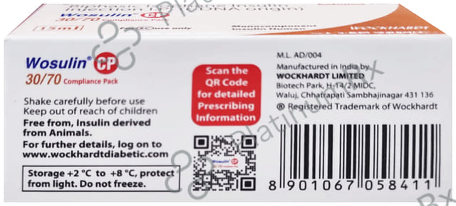 Wosulin CP 30/70 Compliance Pack (40 IU/ml) (1X15ml Vial)