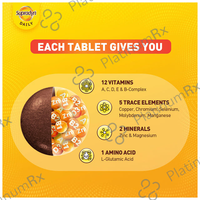 Supradyn Daily Multivitamin Tablet with Minerals, Trace Elements & Amino Acids - For Energy & Immunity