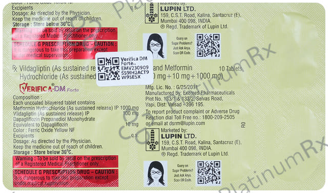 Verifica DM Forte 10mg/1000mg/100mg Tablet SR
