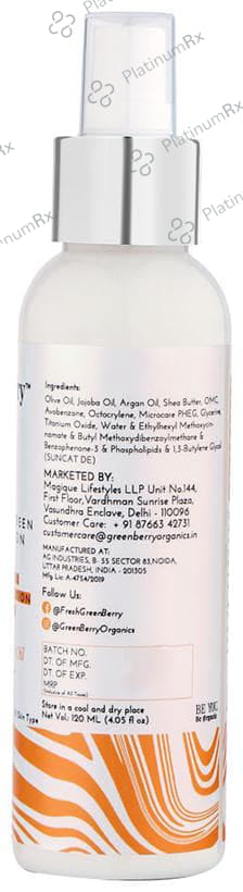 Greenberry Organics Sunscreen Spray SPF 40+ Lotion 120ml