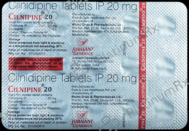 Cilnipine 20mg Tablet 15s