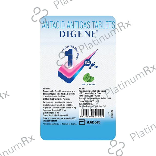Digene Acidity & Gas Relief Mint Flavour Tablet 15s