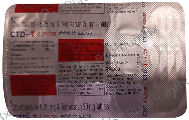 CTD T 6.25/20mg Tablet 15s