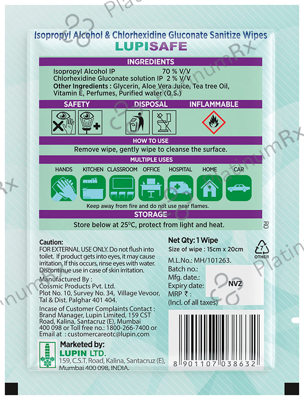 Lupin Lupisafe Sanitizing Wipes 60 wipes