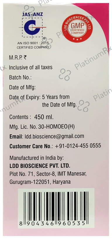 LDD Bioscience Mensoral Syrup 450 ml