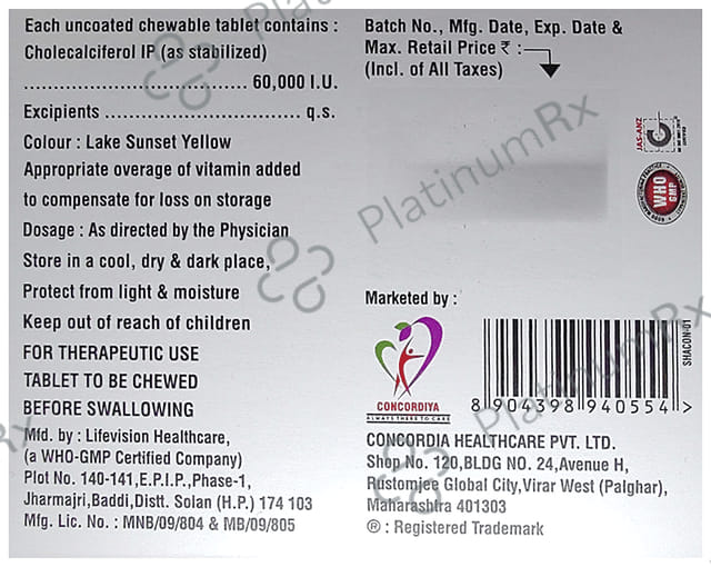Calcordia 60K Chewable Tablet Orange Sugar Free