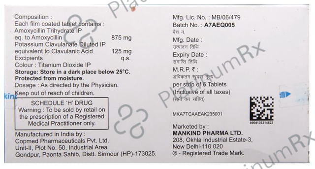 Moxikind CV 1gm 875/125mg Tablet 6s