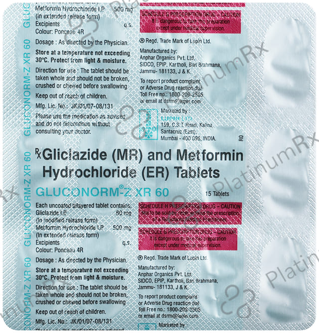 Gluconorm Z XR 60/500mg Tablet 15s
