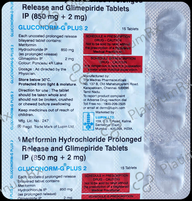 Gluconorm G Plus 2/850mg Tablet PR 15s