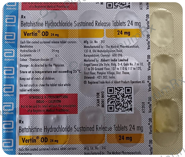 Vertin OD 24mg Tablet SR 15s