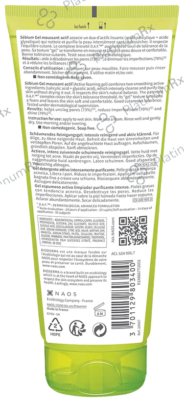Bioderma Sebium Gel Moussant Actiff Intense Purifying Cleansing Active Foaming Gel
