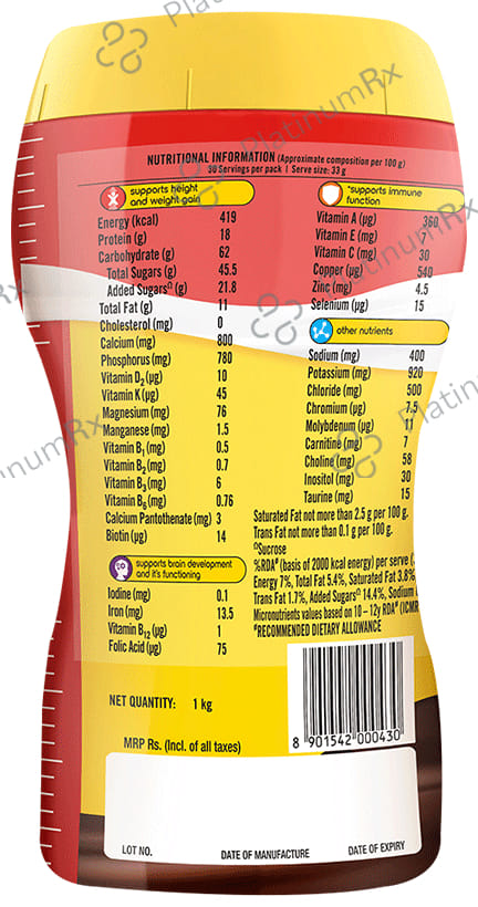 Complan 100% Milk Protein for Concentration, Memory & Growth - Flavour Royale Chocolate