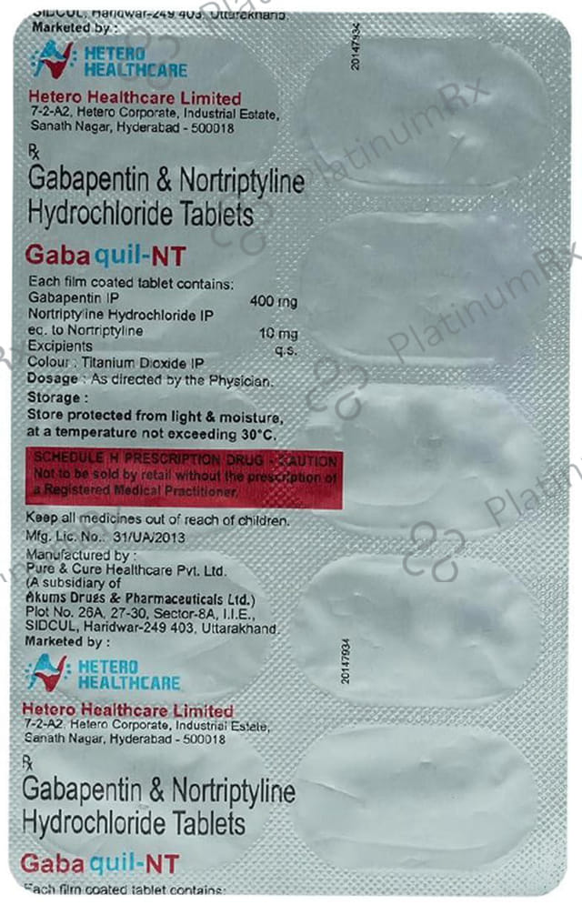 Gabaquil NT 400mg/10mg Tablet