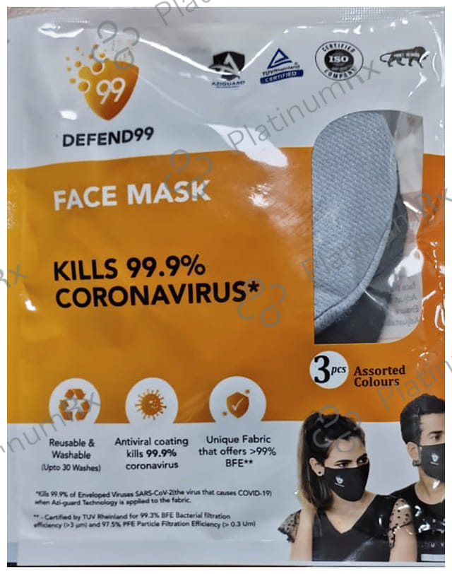 Defend99 Self Sanitizing 99% Filtration Reusable Mask Assorted