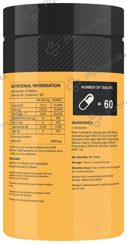 MyFitFuel Glutamine Micronized 3000mg Tablet 60 tablets