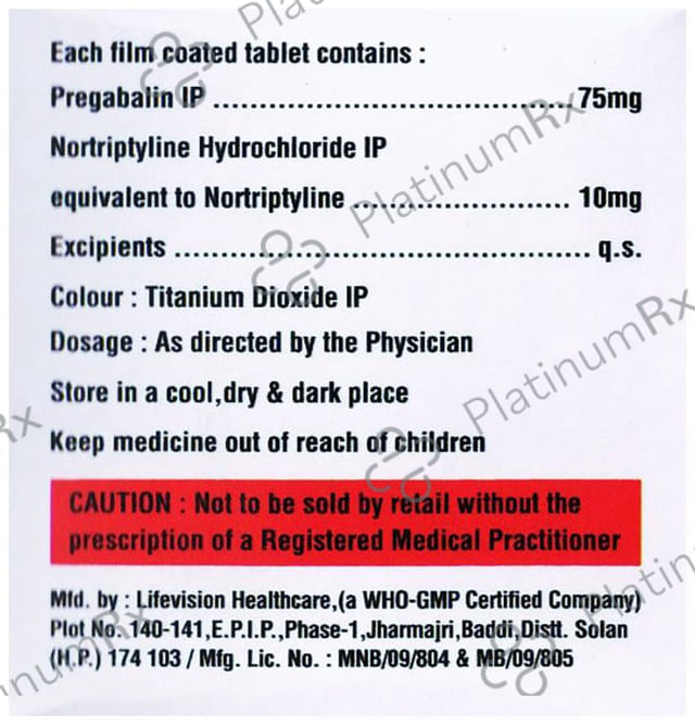 Nervance NT 10/75mg Tablet 10s