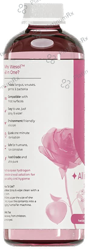 Wesol Food Grade Hydrogen Peroxide 1% All in One Multi Surface Cleaner Liquid, Disinfectant and Air Freshener Soft Rose