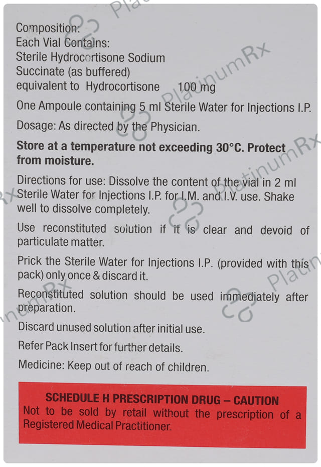 Hydrocort 100mg (WFI) Injection 10ml