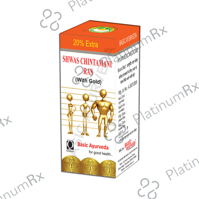 Basic Ayurveda Shwas Chintamani Ras with Gold 30 tablets