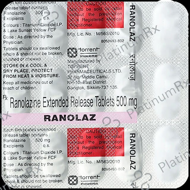 Ranolaz 500mg Tablet ER 15s