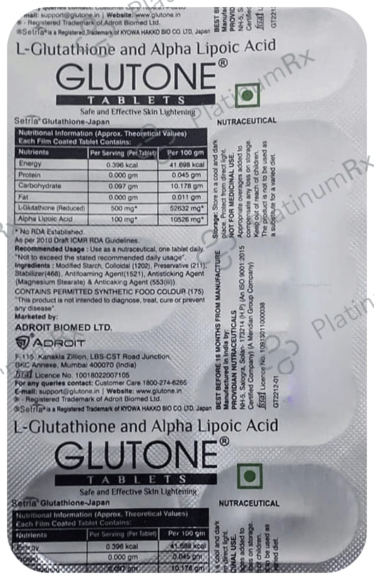 Glutone 100/500mg Tablet 10s