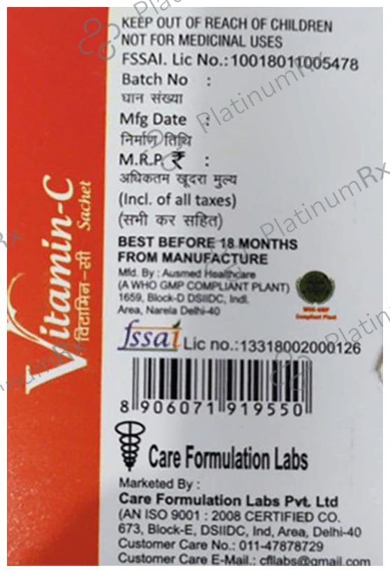 Vitamin-C Sachet with Dextrose for Energy, Immunity, Skin & Antioxidant Support -