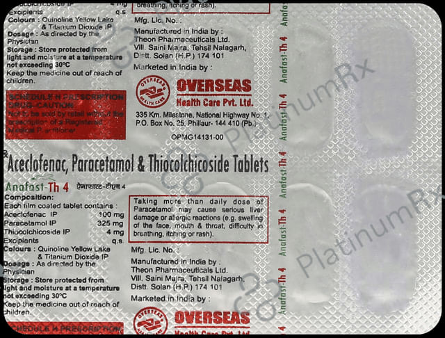 Anafast TH 4/100/325mg Tablet 10s