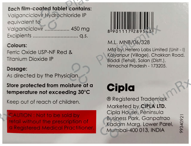 Valgan 450mg Tablet 4s