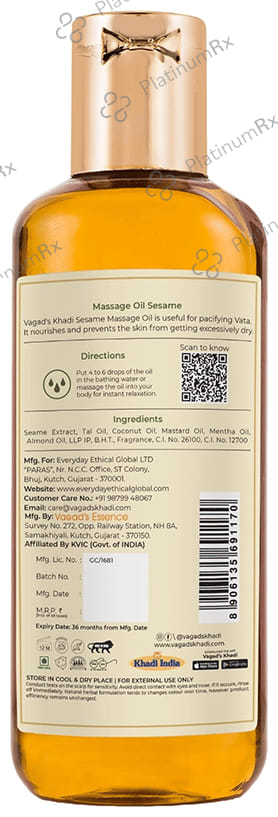 Vagad's Khadi Sesame Herbal Massage Oil