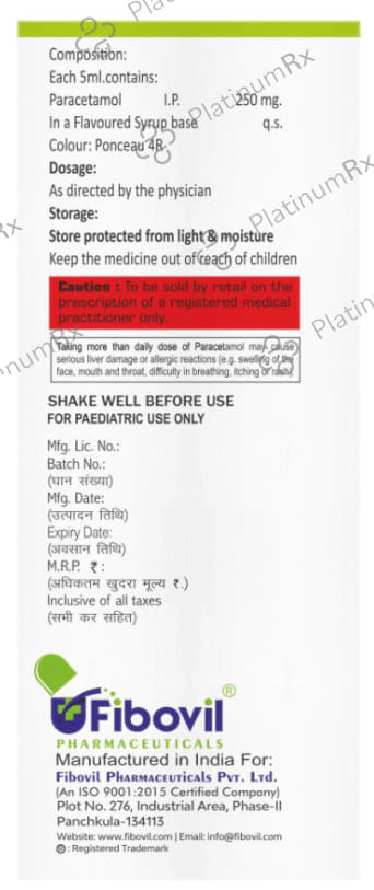 Paravil 250mg Oral Suspension 60ml