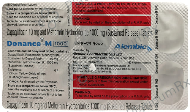 Donance M 10mg/1000mg Tablet