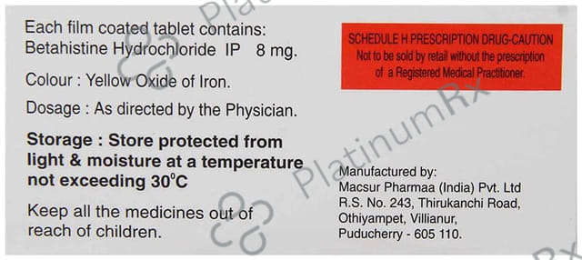 Bvert 8mg Tablet 10s