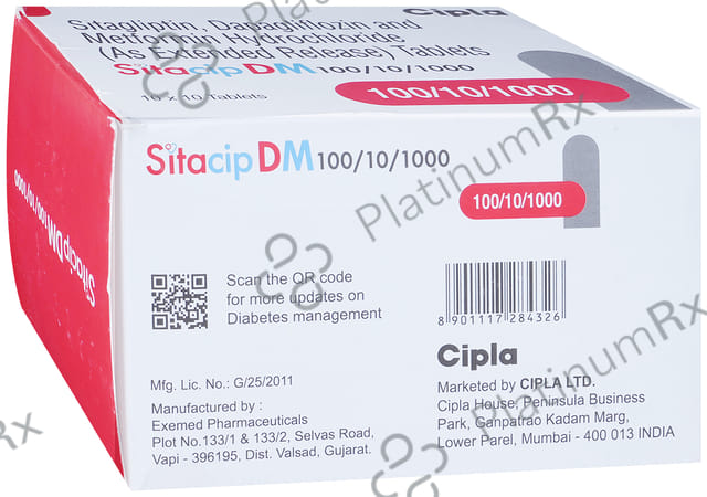 Sitacip DM 10/1000/100mg Tablet ER 10s