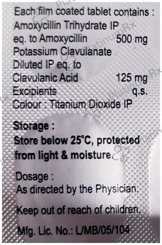Almox CV 125/500mg Tablet 6s (Cachet Pharmaceuticals Pvt. Ltd.)