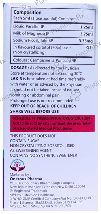 Lax 3 Oral Suspension Sugar Free