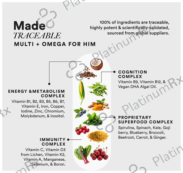 Wellbeing Nutrition Slow Multi for Him - With Caffeine & Ginseng for Energy & Performance - Capsule