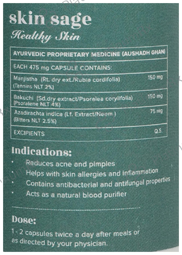 Baidyanath (Jhansi) Ayurvedant Skin Sage Capsule